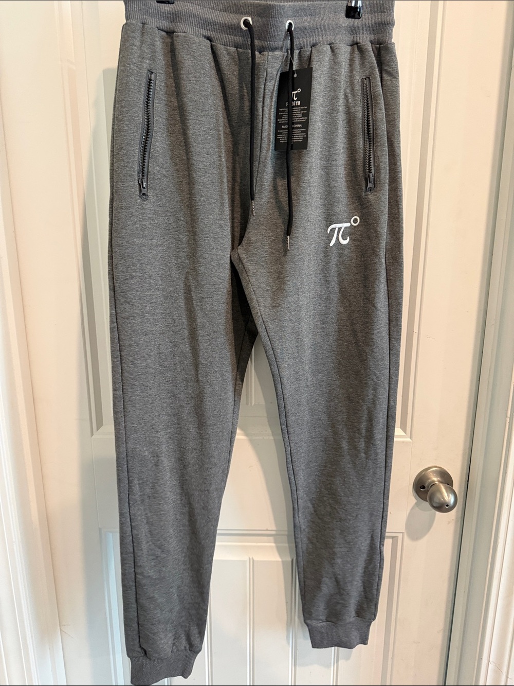 Men's Gray Pi° Logo Fleece Joggers - Drawstring Waist